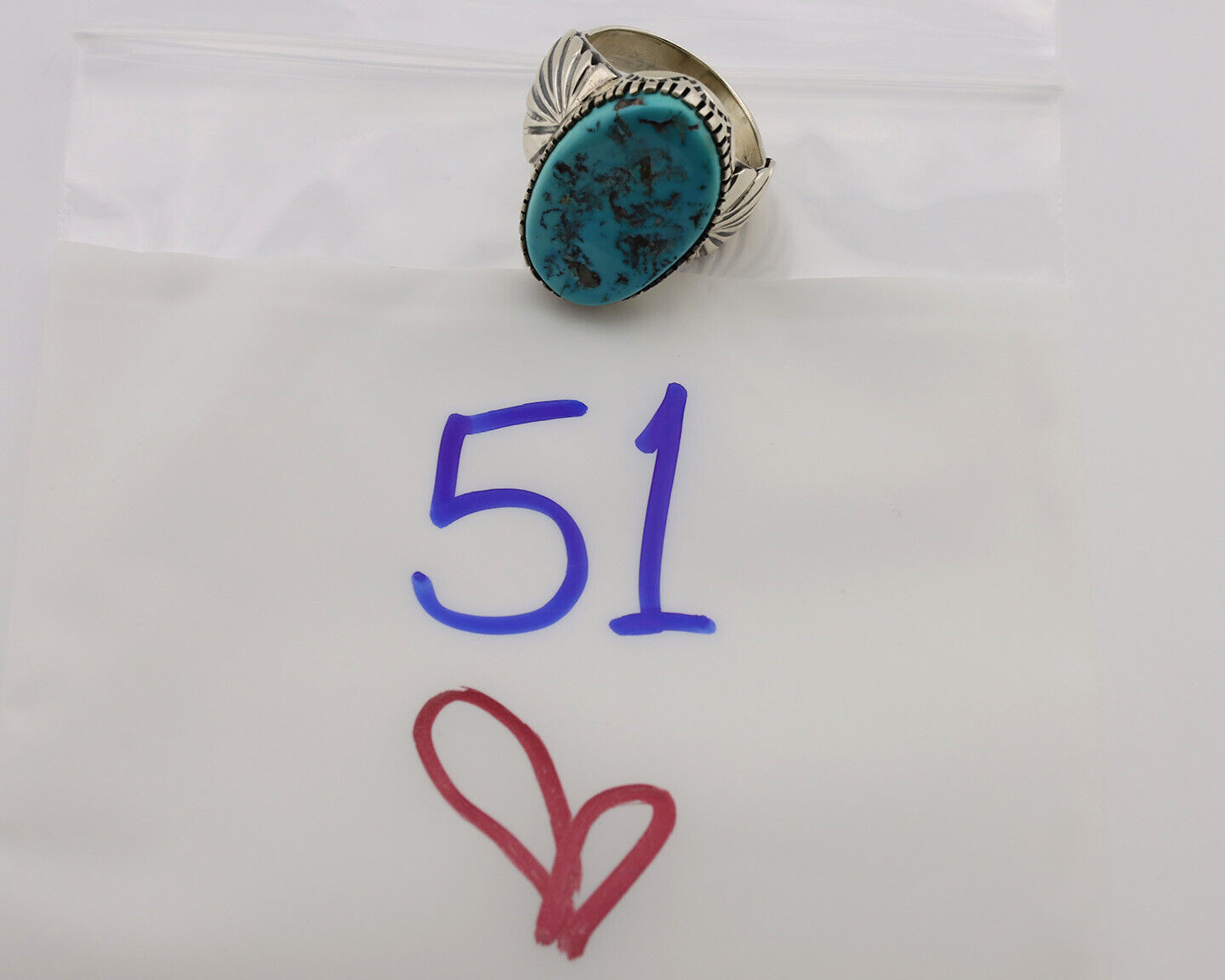 Navajo Ring .925 Silver Sleeping Beauty Turquoise Artist Signed DK C.80's
