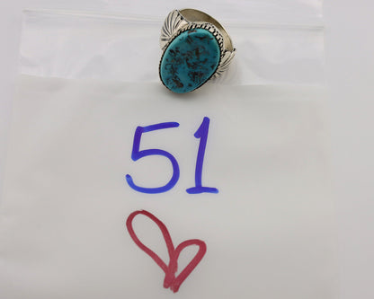 Navajo Ring .925 Silver Sleeping Beauty Turquoise Artist Signed DK C.80's