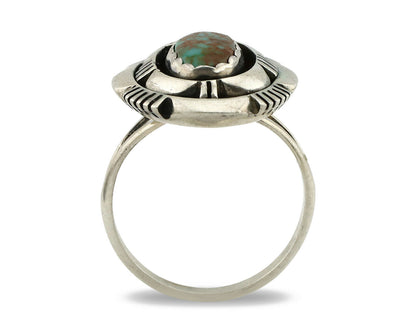 Navajo Ring .925 Silver Spiderweb Turquoise Artist Signed L. M. Nez C80s