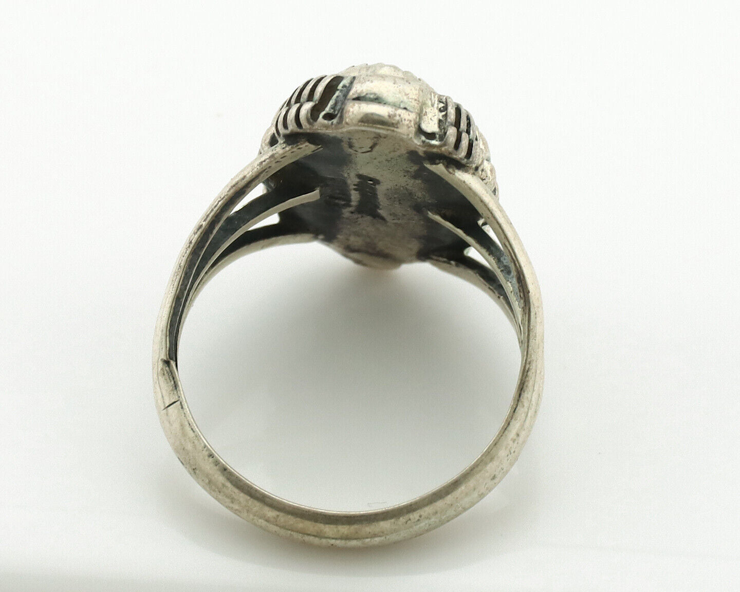 Navajo Ring .925 Silver Sleeping Beauty Turquoise Signed Yazzie C.80's