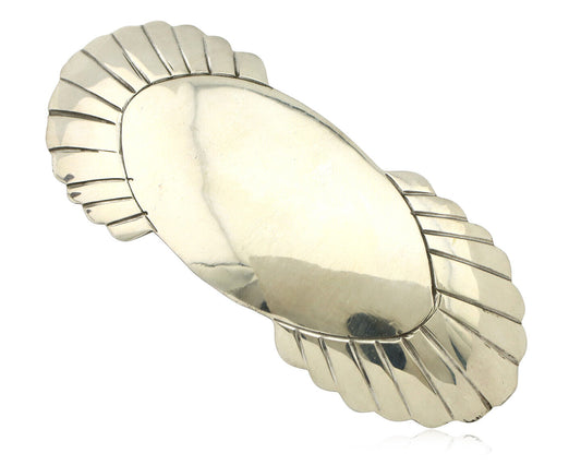 Navajo Hair Clip Barrette .925 Silver Hand Stamped Artist Signed C Montoya C80s