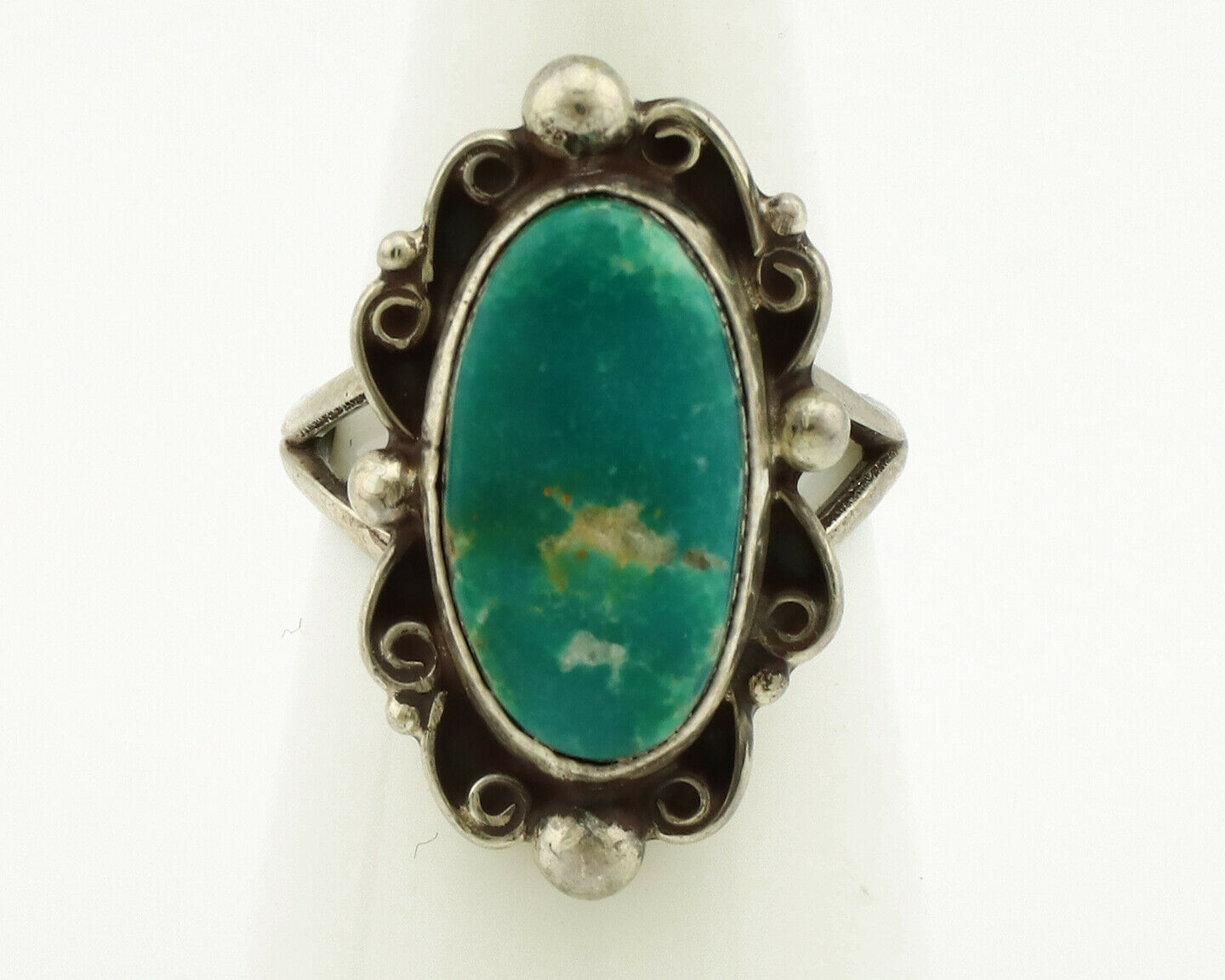 Navajo Ring .925 Silver Green Turquoise Artist Signed Billy Eagle C.90's