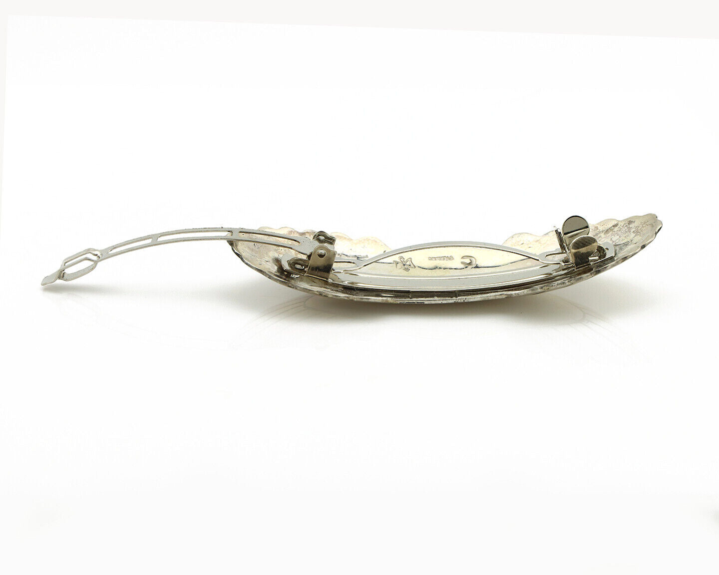Navajo Hair Clip Barrette .925 Silver Hand Stamped Artist Signed C Montoya C80s
