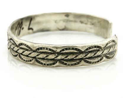 Navajo Bracelet .925 Silver Handmade Hand Stamped Signed Artist C Montoya C.80's