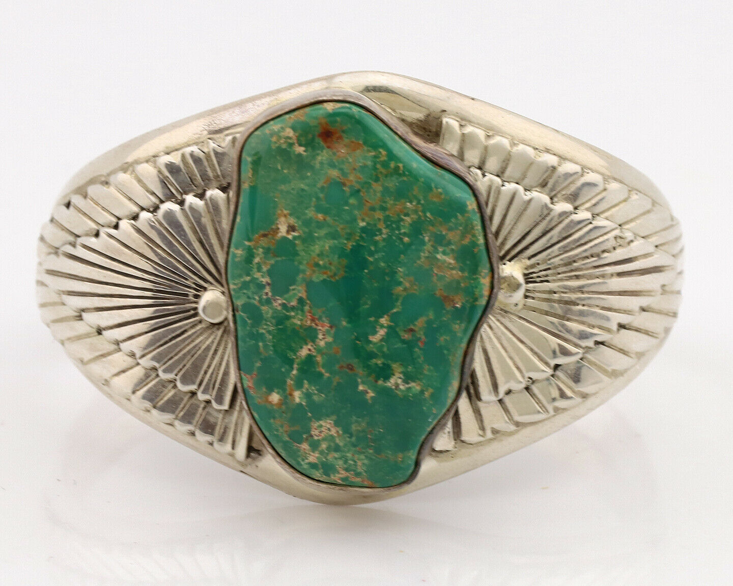 Navajo Cuff Bracelet .925 Silver Blue Green Turquoise Signed Tom Willeto C.80's