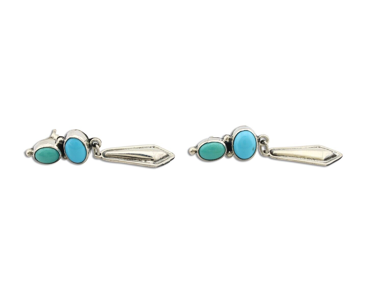 Navajo Earrings 925 Silver Natural Blue Turquoise Native American Earrings C80's