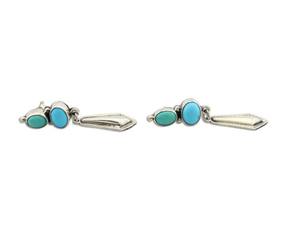 Navajo Earrings 925 Silver Natural Blue Turquoise Native American Earrings C80's