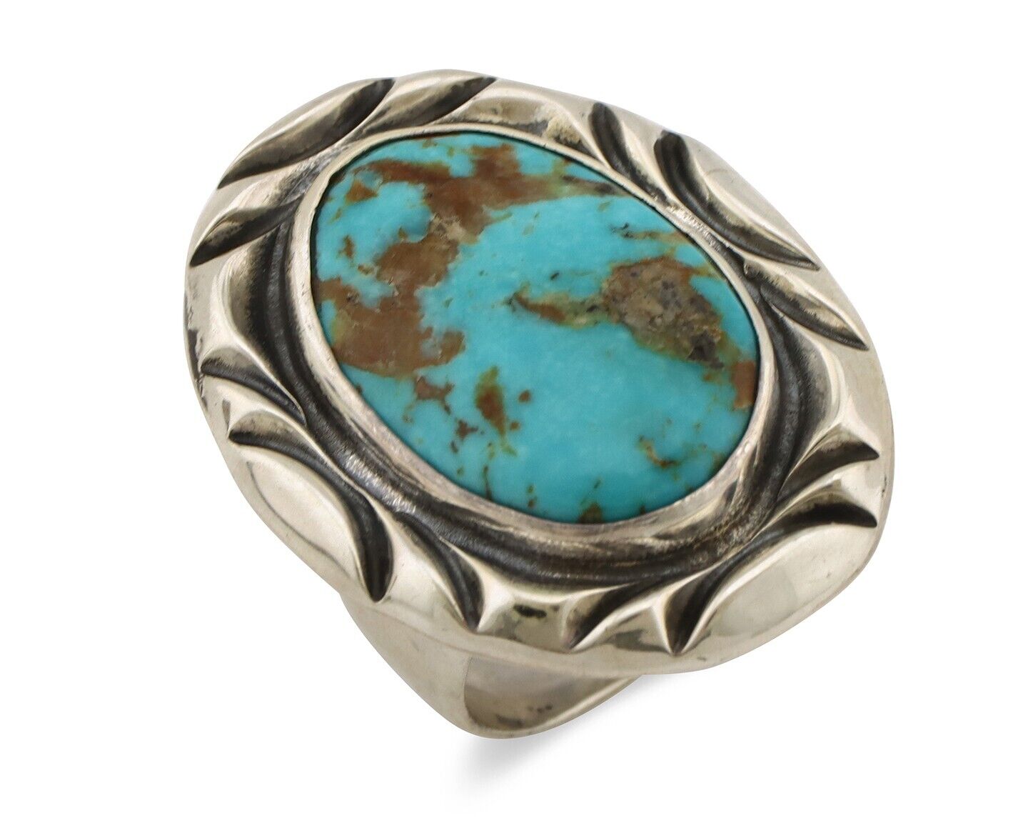 Navajo Ring 925 Silver Natural Blue Turquoise Native Artist Signed C Montoya C80