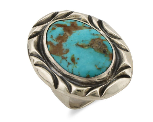 Navajo Ring 925 Silver Natural Blue Turquoise Native Artist Signed C Montoya C80