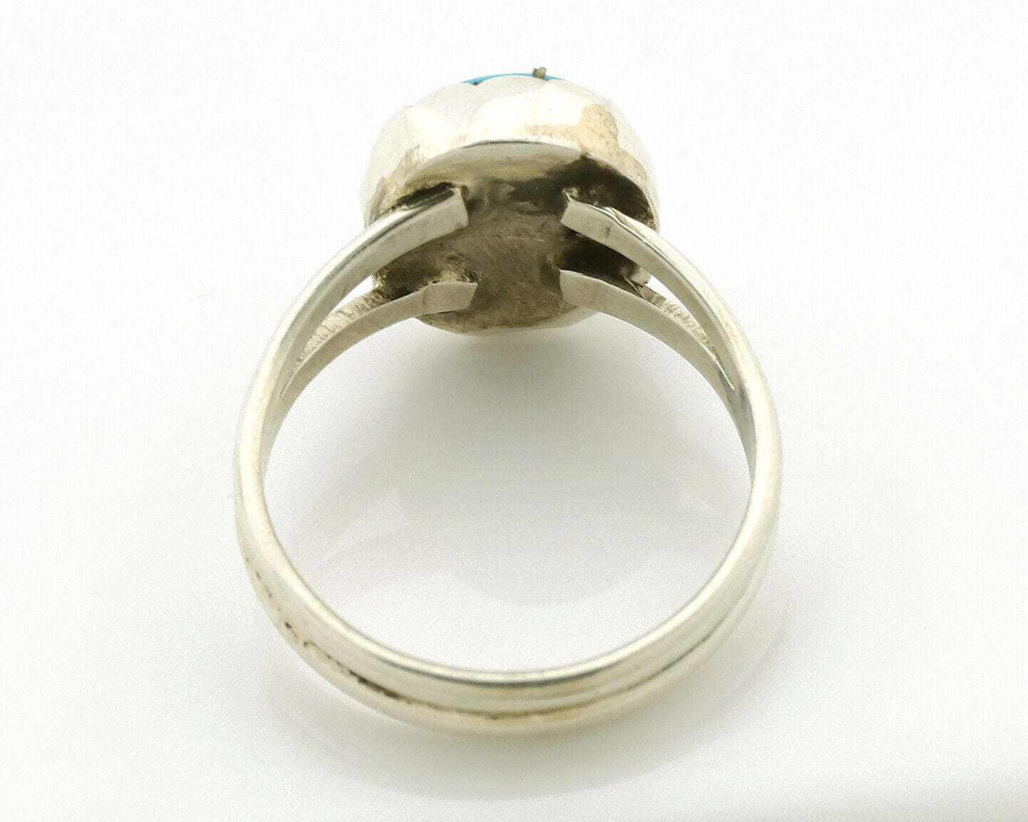 Navajo Ring .925 Silver Sleeping Beauty Turquoise Native American Artist C.1980s