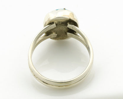 Navajo Ring .925 Silver Sleeping Beauty Turquoise Native American Artist C.1980s