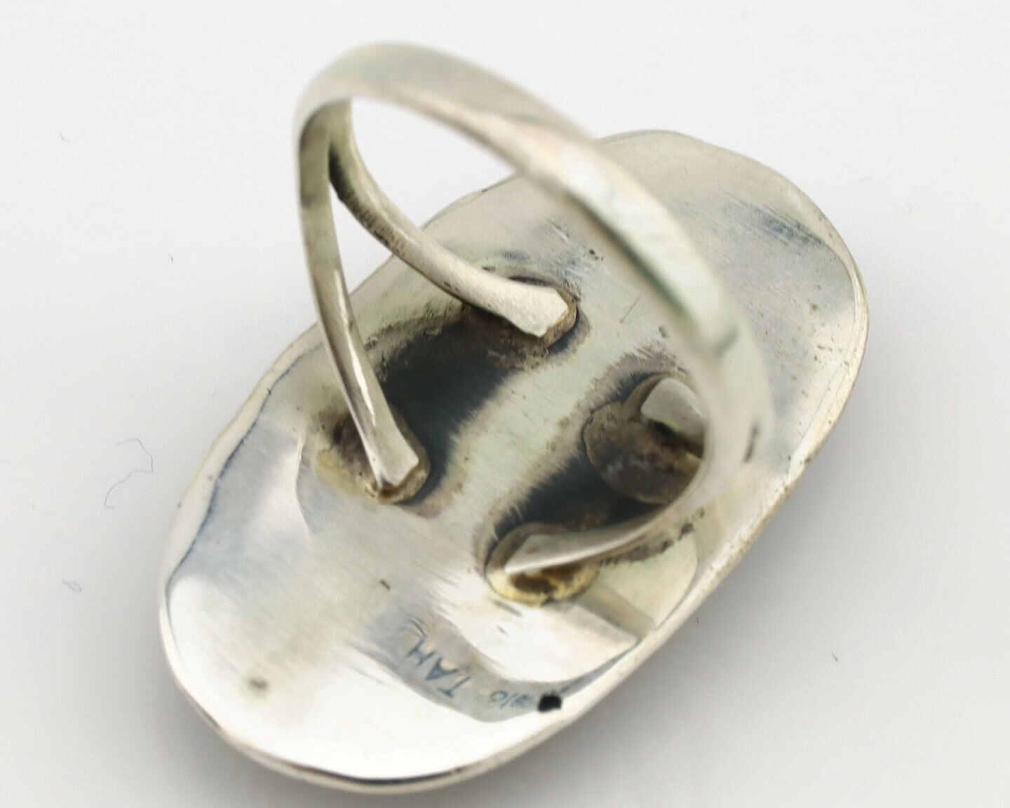 Navajo Ring .925 Silver Nevada Turquoise Native American Artist C.1980's