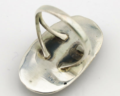 Navajo Ring .925 Silver Nevada Turquoise Native American Artist C.1980's