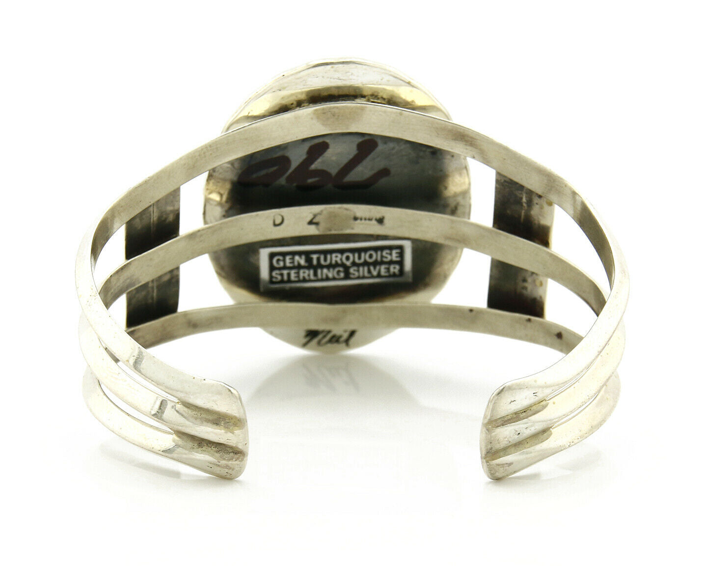 Navajo Bracelet .925 Silver Blue Gem Turquoise Signed Doug Zachary C.80's