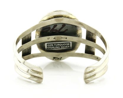 Navajo Bracelet .925 Silver Blue Gem Turquoise Signed Doug Zachary C.80's