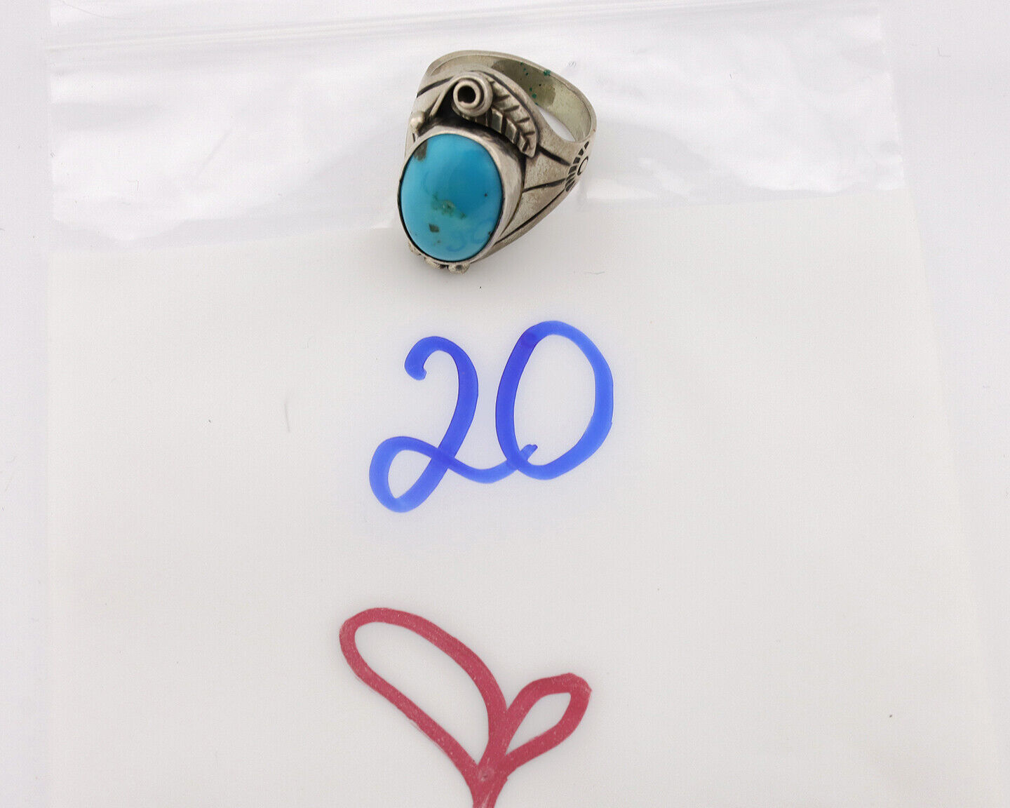 Navajo Ring .925 Silver Natural Blue Turquoise Native American Artist C.1980s