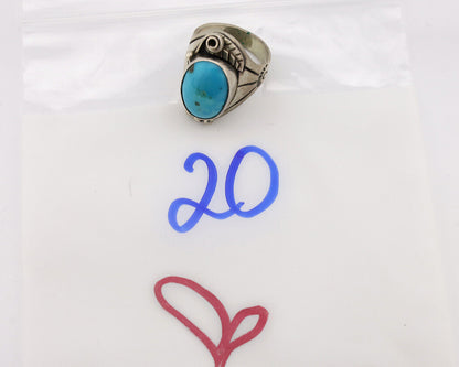 Navajo Ring .925 Silver Natural Blue Turquoise Native American Artist C.1980s