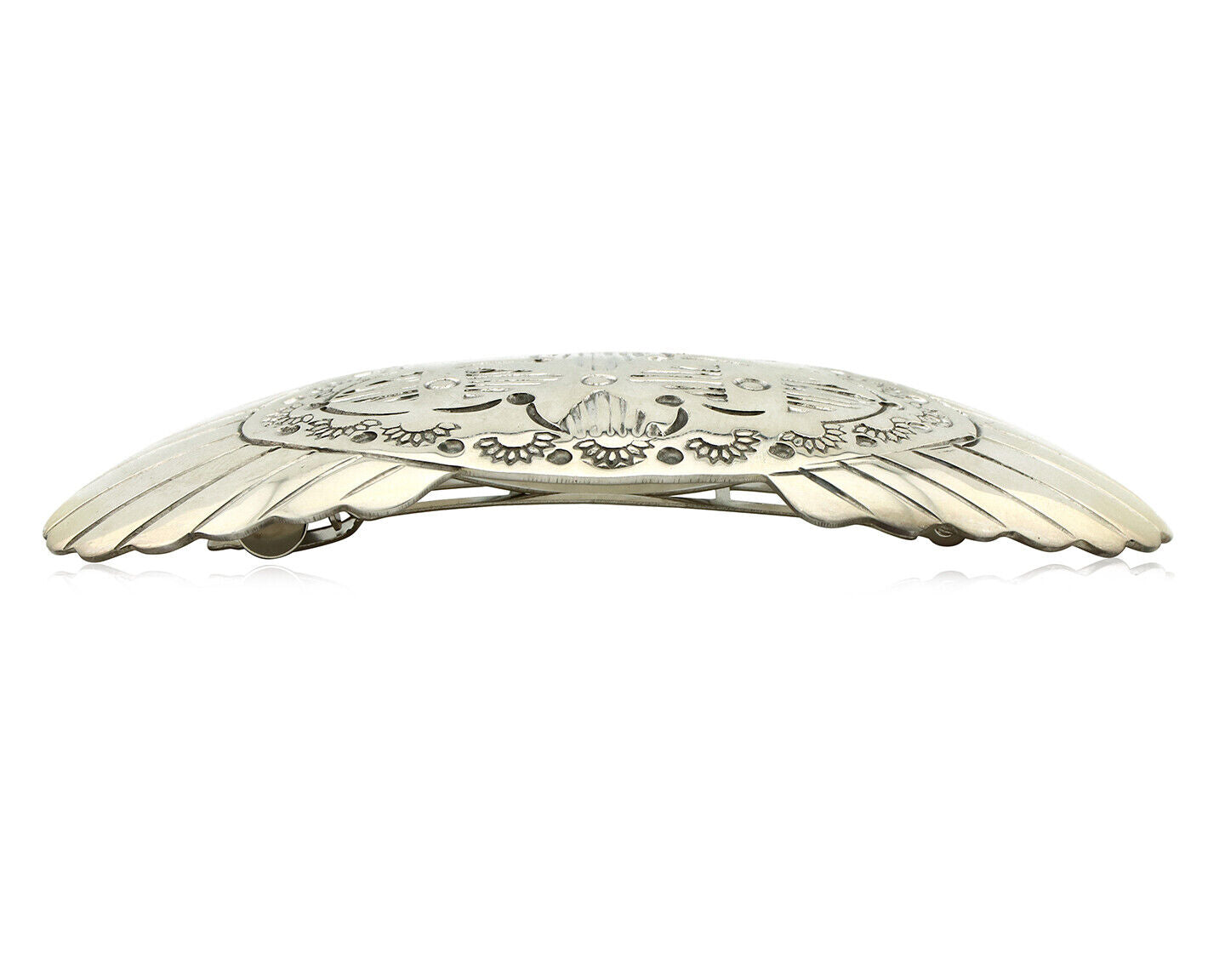 Navajo Hair Clip Barrette .925 Silver Hand Stamped Artist Signed C Montoya C80s