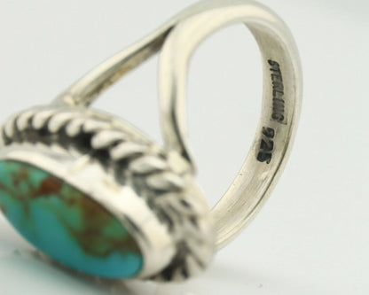 Navajo Ring .925 Silver Natural Mined Turquoise Artist Signed Gecko C.80's