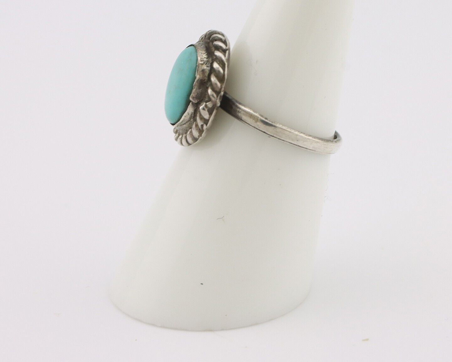 Navajo Handmade Ring 925 Silver Kingman Turquoise Native Artist C.80's