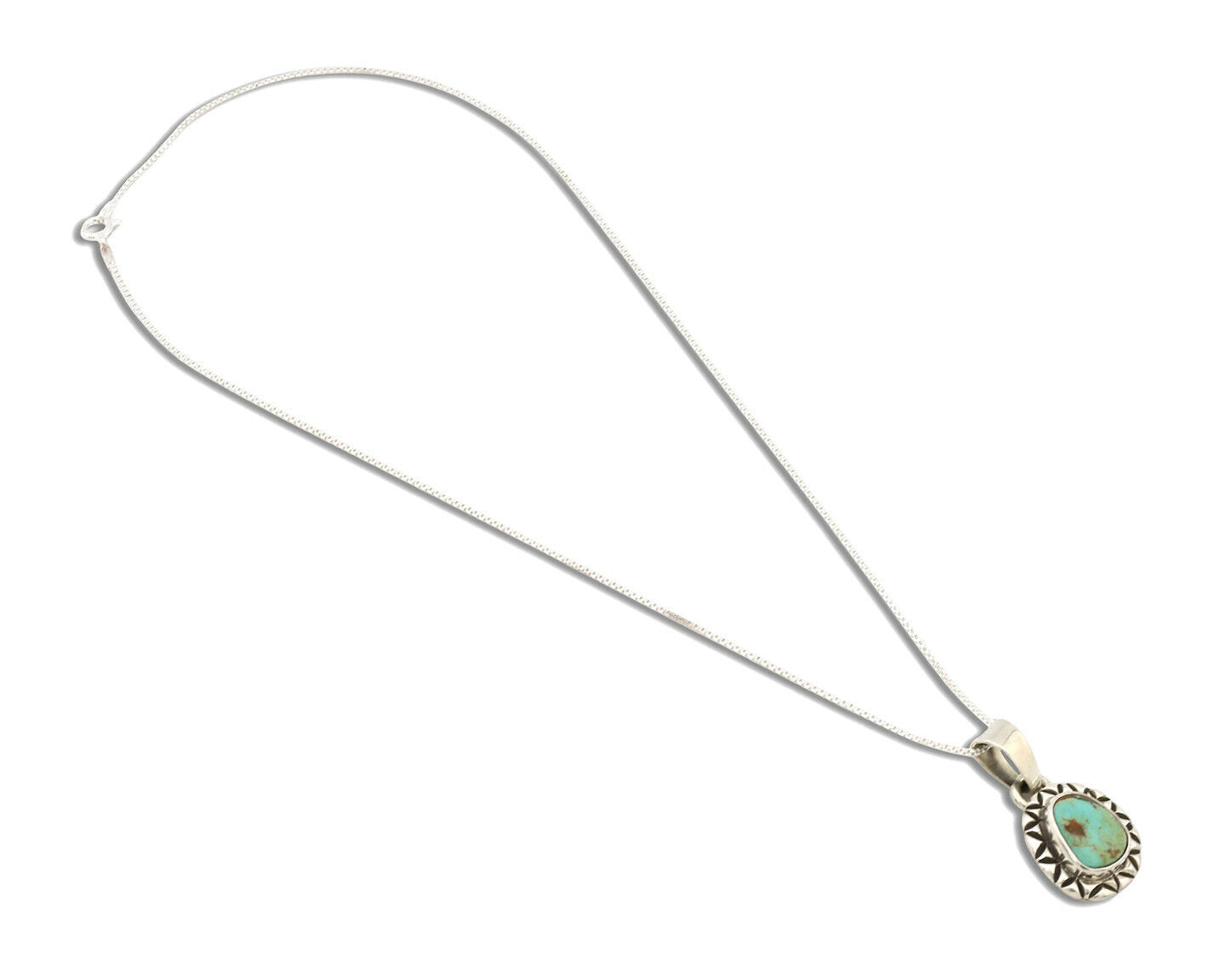 Navajo Necklace .925 Silver Kingman Turquoise Signed Gecko C.1980's