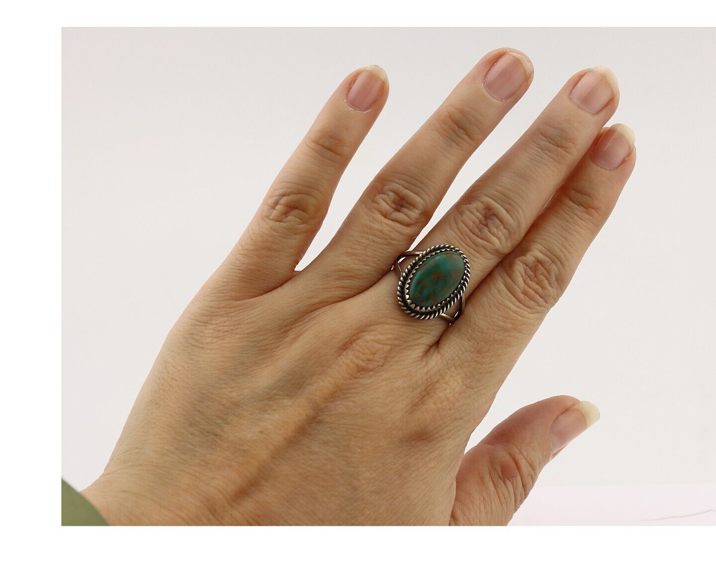 Navajo Handmade Ring 925 Silver Kingman Turquoise Artist Signed MC C.80's