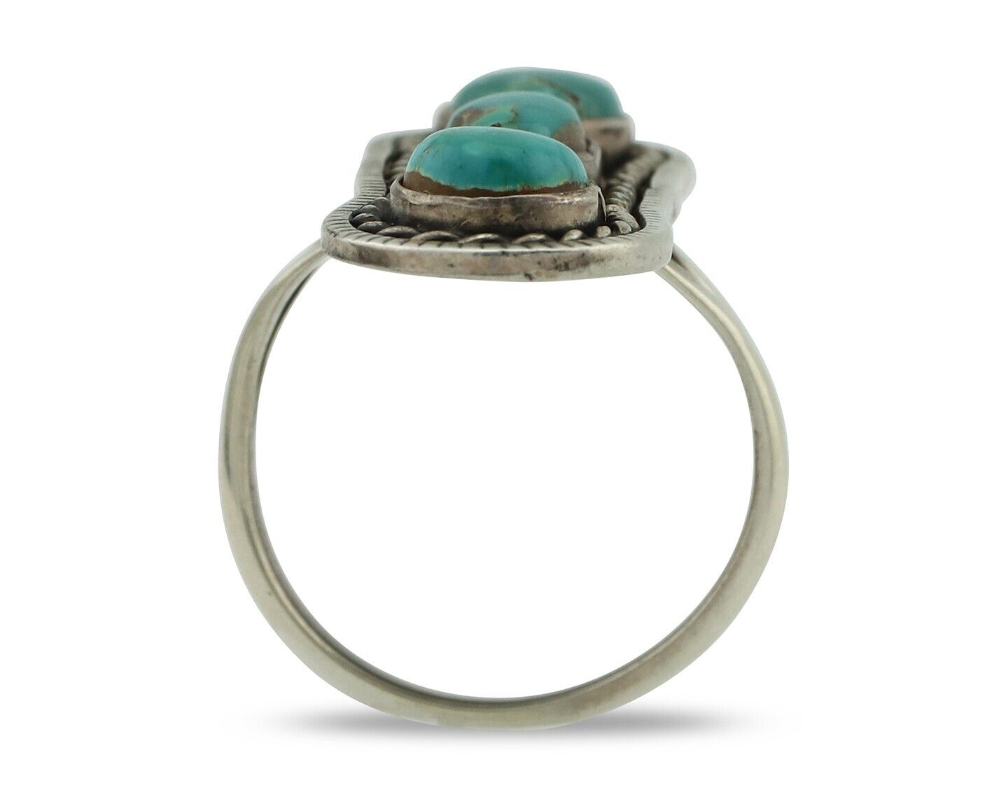 Navajo Ring .925 Silver Natural Blue Turquoise Native American Artist C.80's