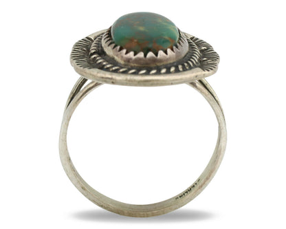 Navajo Ring .925 Silver Green Turquoise Native American Artist C.1980's