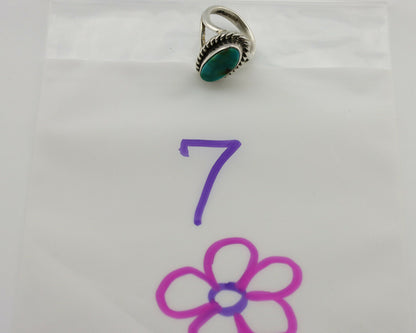 Navajo Ring .925 Silver Natural Mined Turquoise Artist Signed Gecko C.80's