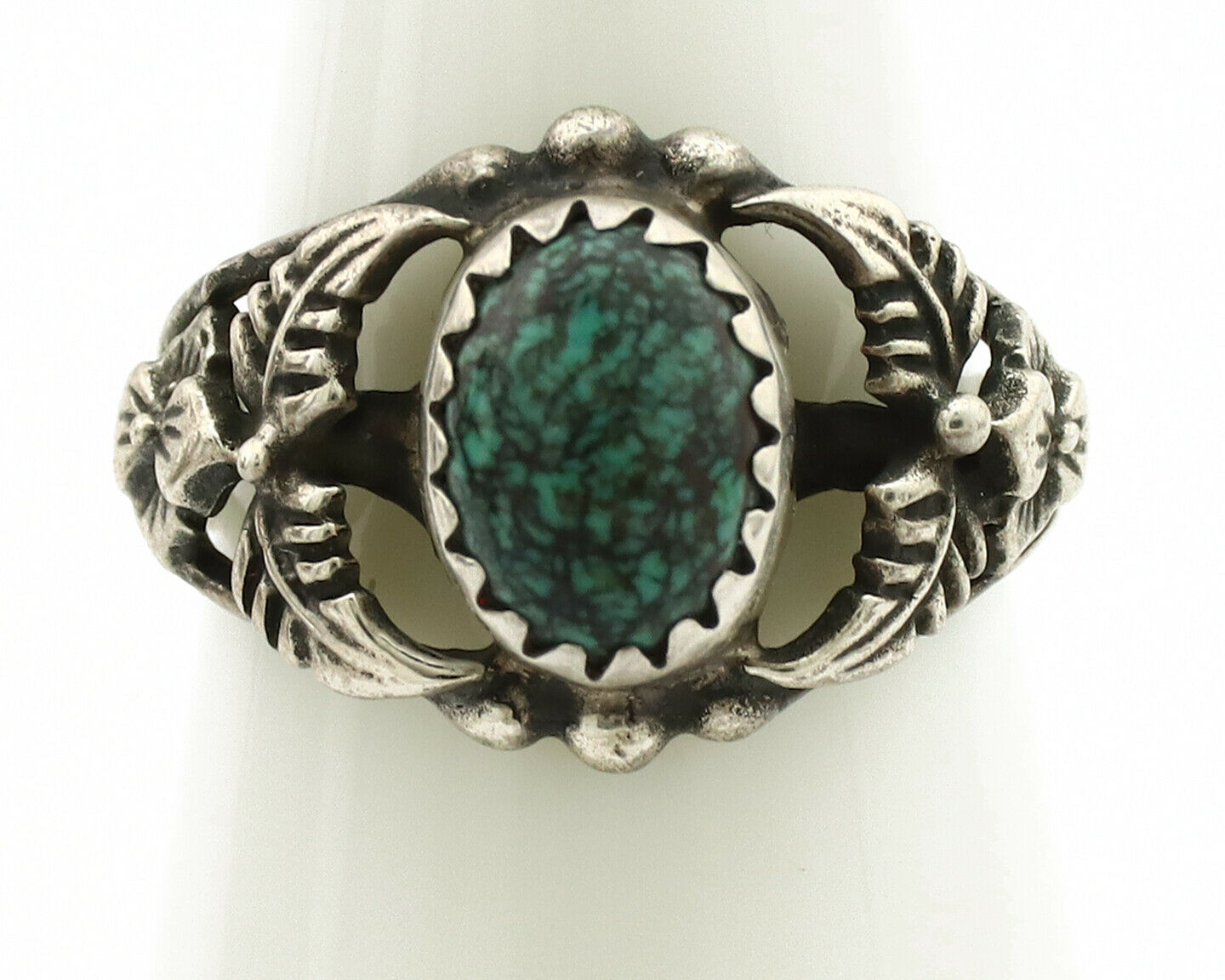 Navajo Ring .925 Silver Spiderweb Turquoise Native American Artist C.1980's