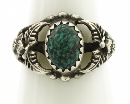 Navajo Ring .925 Silver Spiderweb Turquoise Native American Artist C.1980's