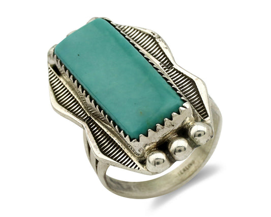 Navajo Ring .925 Silver Turquoise Mountain Artist Signed S C.80's