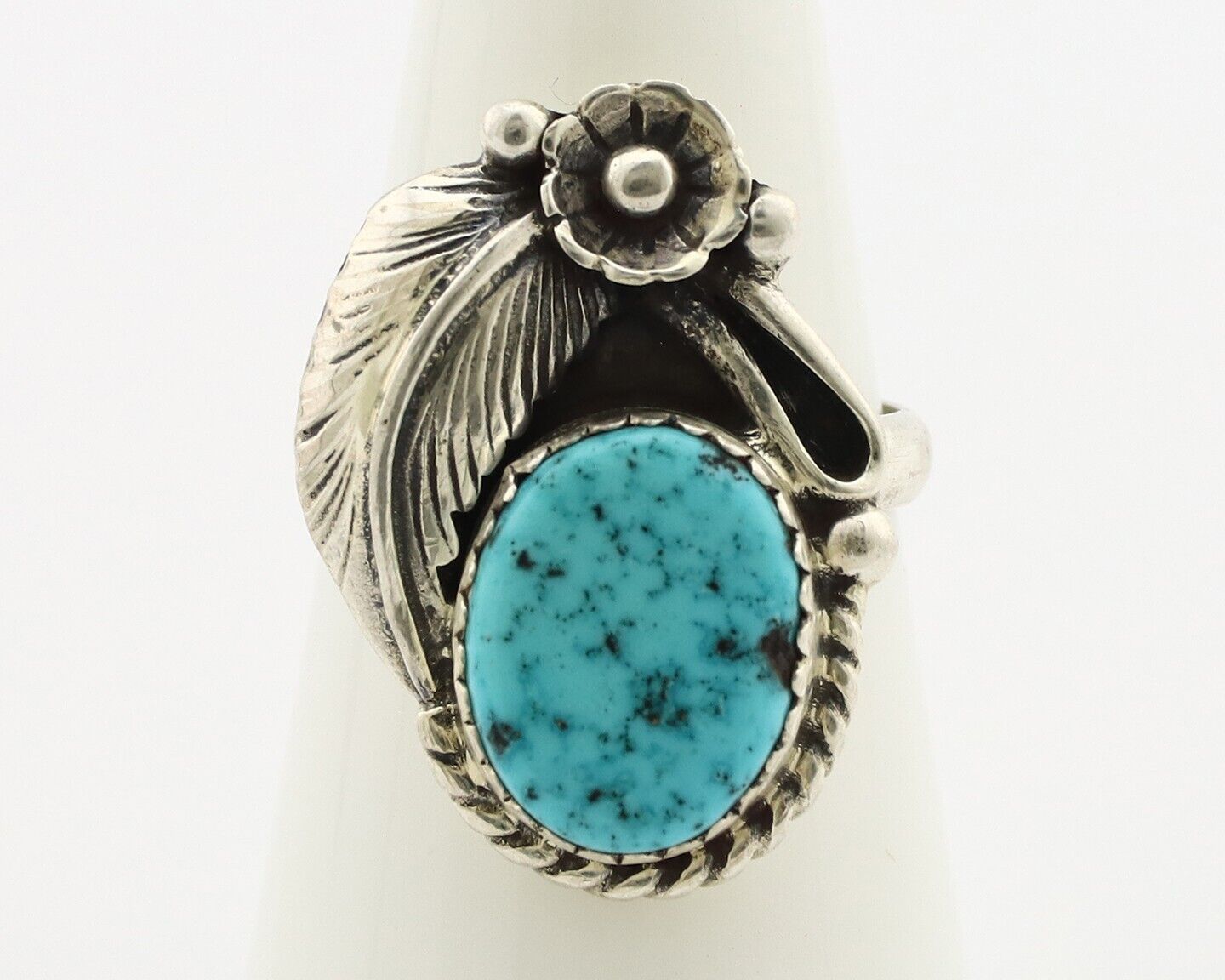 Navajo Ring 925 Silver Natural Blue Turquoise Native American Artist C.80's