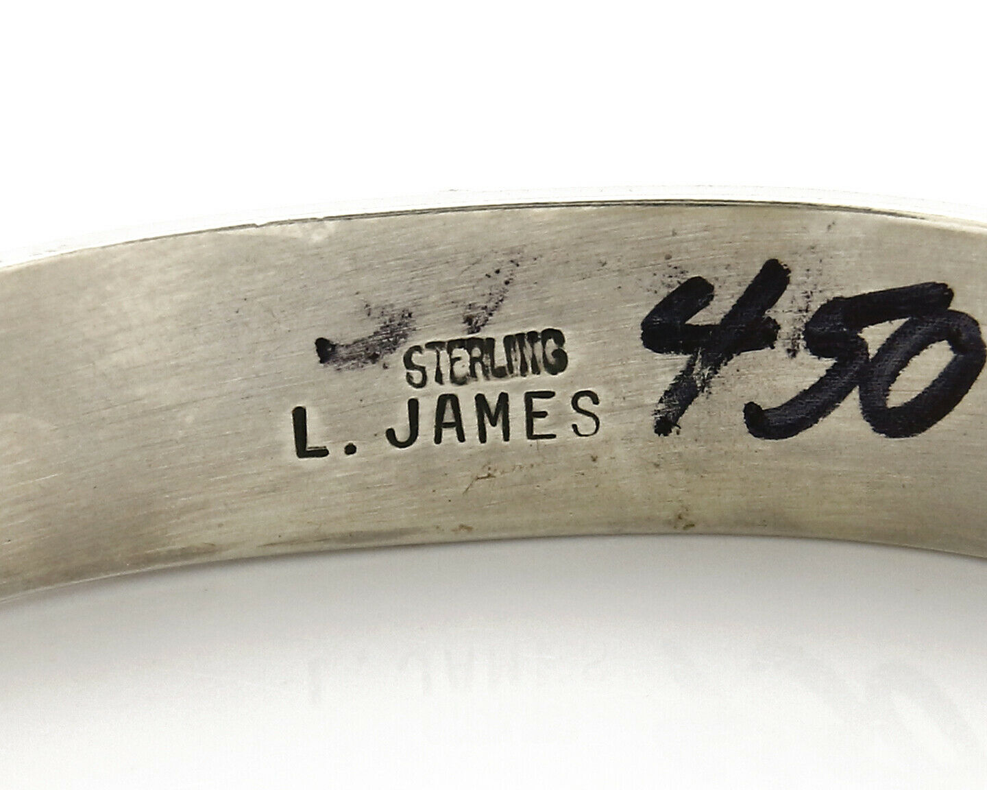 Navajo Bracelet .925 Silver Coral Turquoise Cuff Signed L. James C.80's