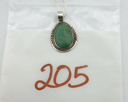 Navajo Pendant .925 Silver Kingman Turquoise Artist Signed AB C.80's