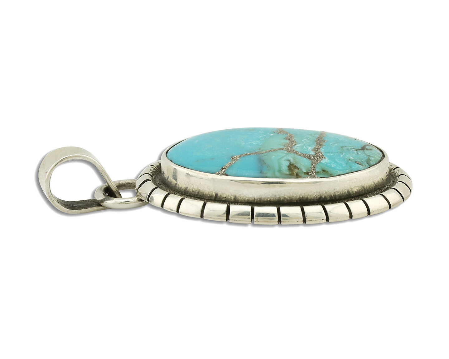 Navajo Necklace .925 Silver Turquoise Native American Artist C.1980's