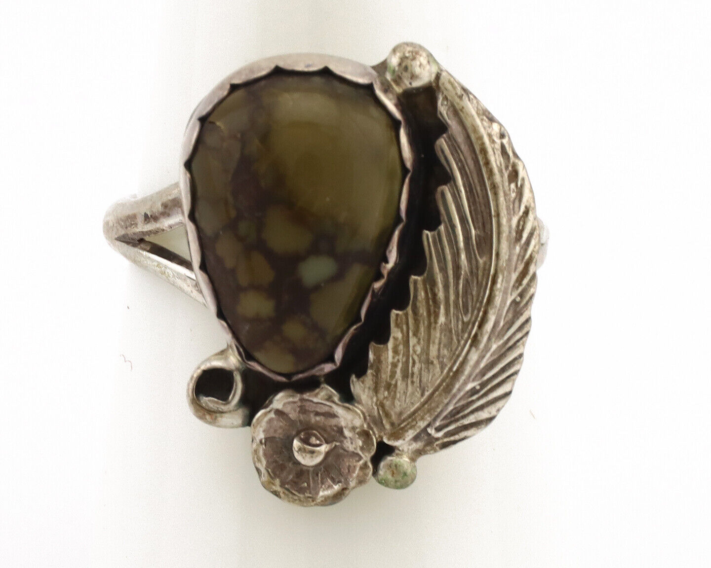 Navajo Ring .925 Silver Damele Turquoise Native American Artist C.1980's