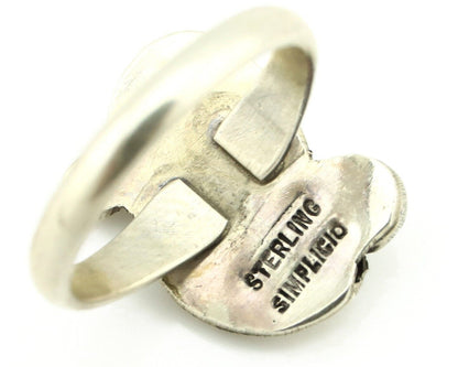 Zuni Ring 925 Silver Spiderweb Turquoise Artist Signed Simplicio C.80's