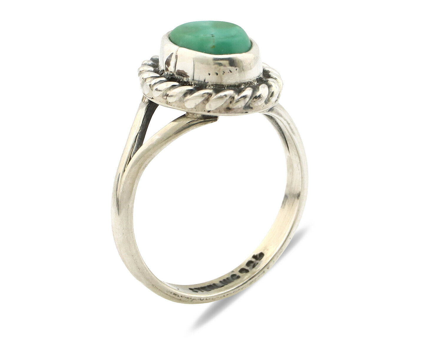 Navajo Ring .925 Silver Kingman Turquoise Artist Signed Gecko C.90's