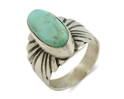 Navajo Ring .925 Silver Kingman Turquoise Artist Signed Apache C.80's