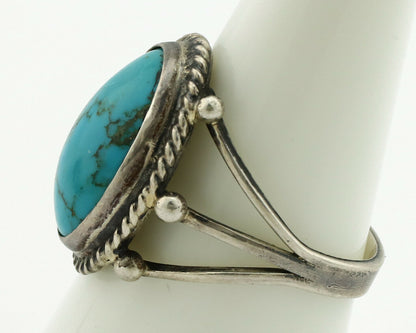 Navajo Ring .925 Silver Blue Turquoise Native American Artist C.1980's