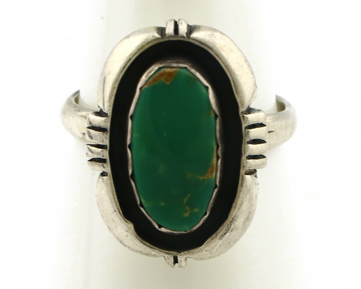 Navajo Ring .925 Silver Kingman Turquoise Handmade Native American Artist C.80's