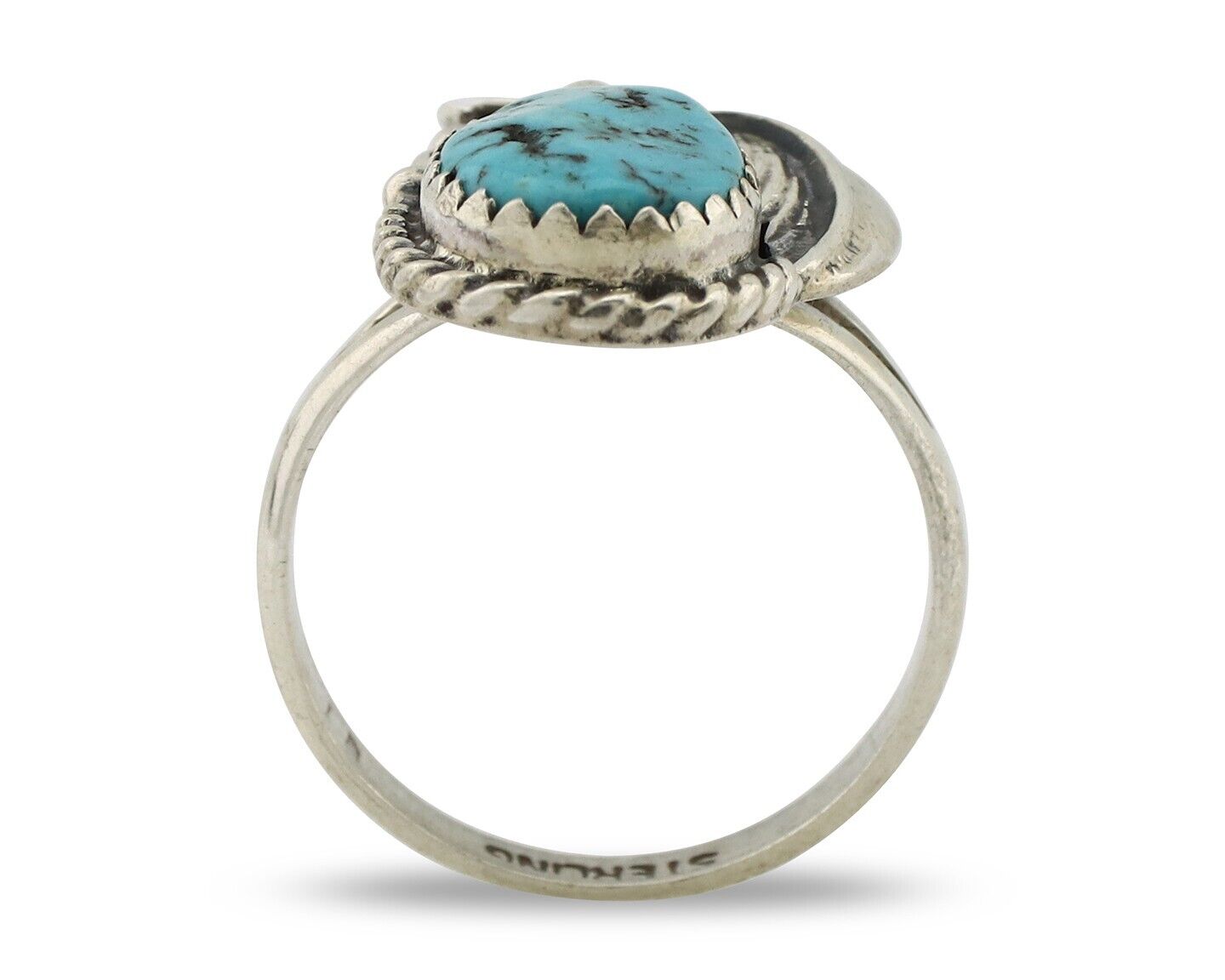 Navajo Ring 925 Silver Natural Blue Turquoise Native American Artist C.80's