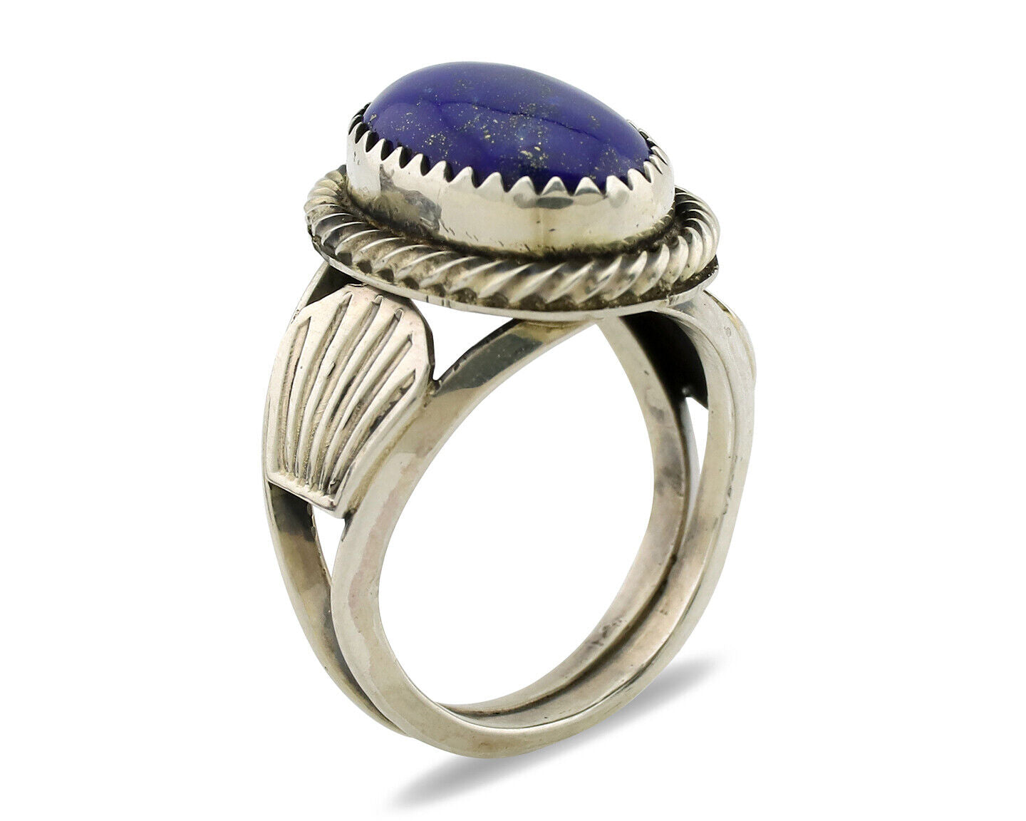 Navajo Ring 925 Silver Natural Handmade Natural Lapis Native American Artist C80