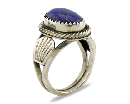 Navajo Ring 925 Silver Natural Handmade Natural Lapis Native American Artist C80