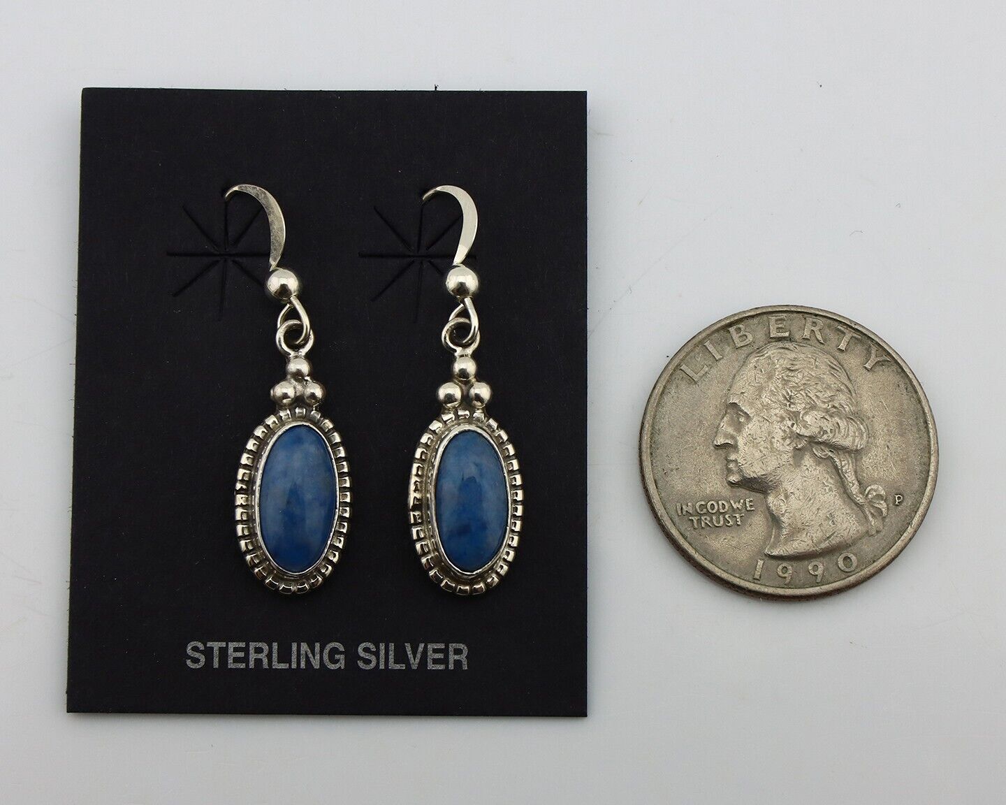 Navajo Earrings 925 Silver Natural Royal Blue Lapis Native American Artist C90s