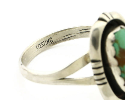 Navajo Ring .925 Silver Spiderweb Turquoise Handmade Native American Artist C80s