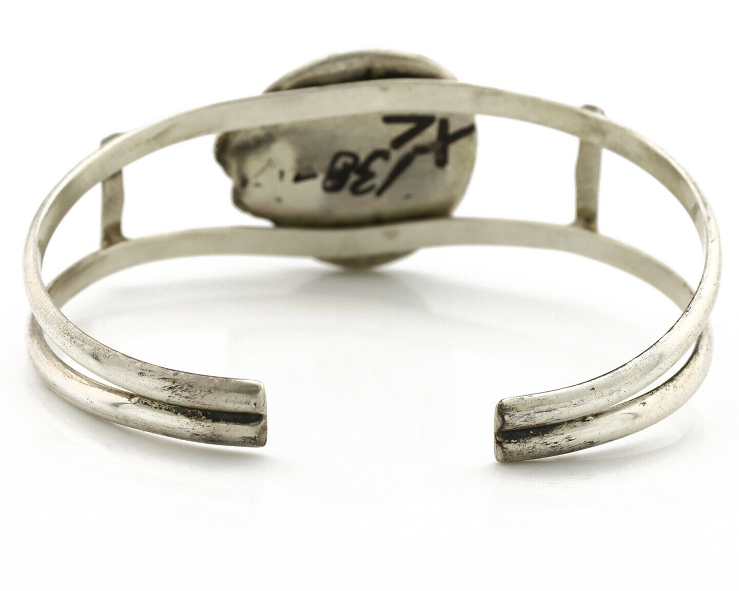 Navajo Bracelet .925 Silver Blue Spiderweb Turquoise Signed C Montoya 80's