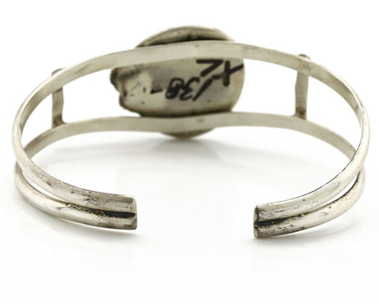 Navajo Bracelet .925 Silver Blue Spiderweb Turquoise Signed C Montoya 80's