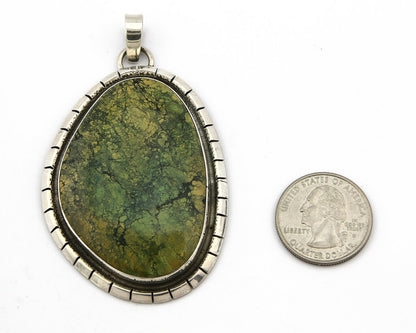 Navajo Pendant .925 Silver Natural Slab Turquoise Native Artist C.80's